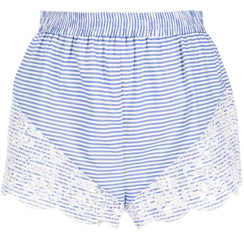 Fleur Du Mal blue and white eyelet short S